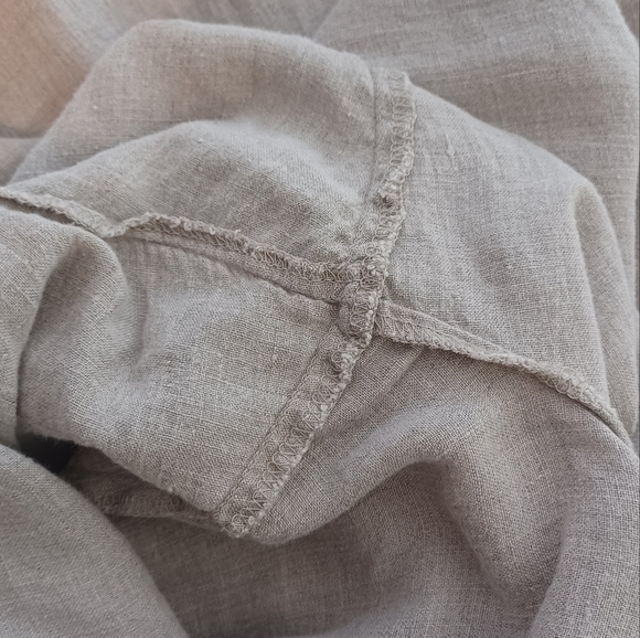 Flax 100% Linen Oatmeal Lagenlook Contemporary Sz L Pants - Picture 11 of 14